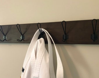 Rustic Wall Mounted Coat Rack: Entryway Organizer with Key Hooks