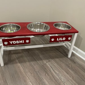 Dog Bowl Stand-Farmhouse Dog Bowl Feeder-Dog Feeding Station-Elevated Dog Bowl Feeder-Dog Feeding Station-Raised Dog Bowl-Personalized Dog image 4