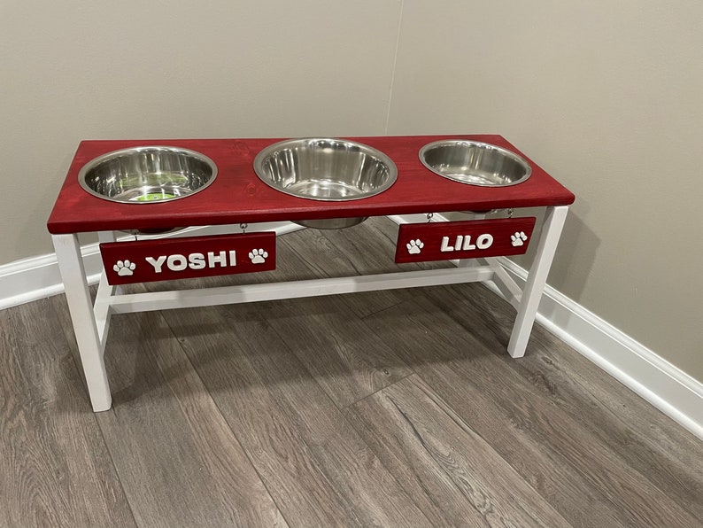 Dog Bowl Stand-Farmhouse Dog Bowl Feeder-Dog Feeding Station-Elevated Dog Bowl Feeder-Dog Feeding Station-Raised Dog Bowl-Personalized Dog image 4