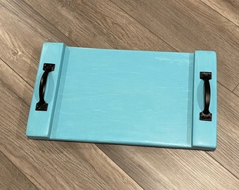 Handmade Wood Serving Tray: Rustic Farmhouse Decor (20”L x 11”W)