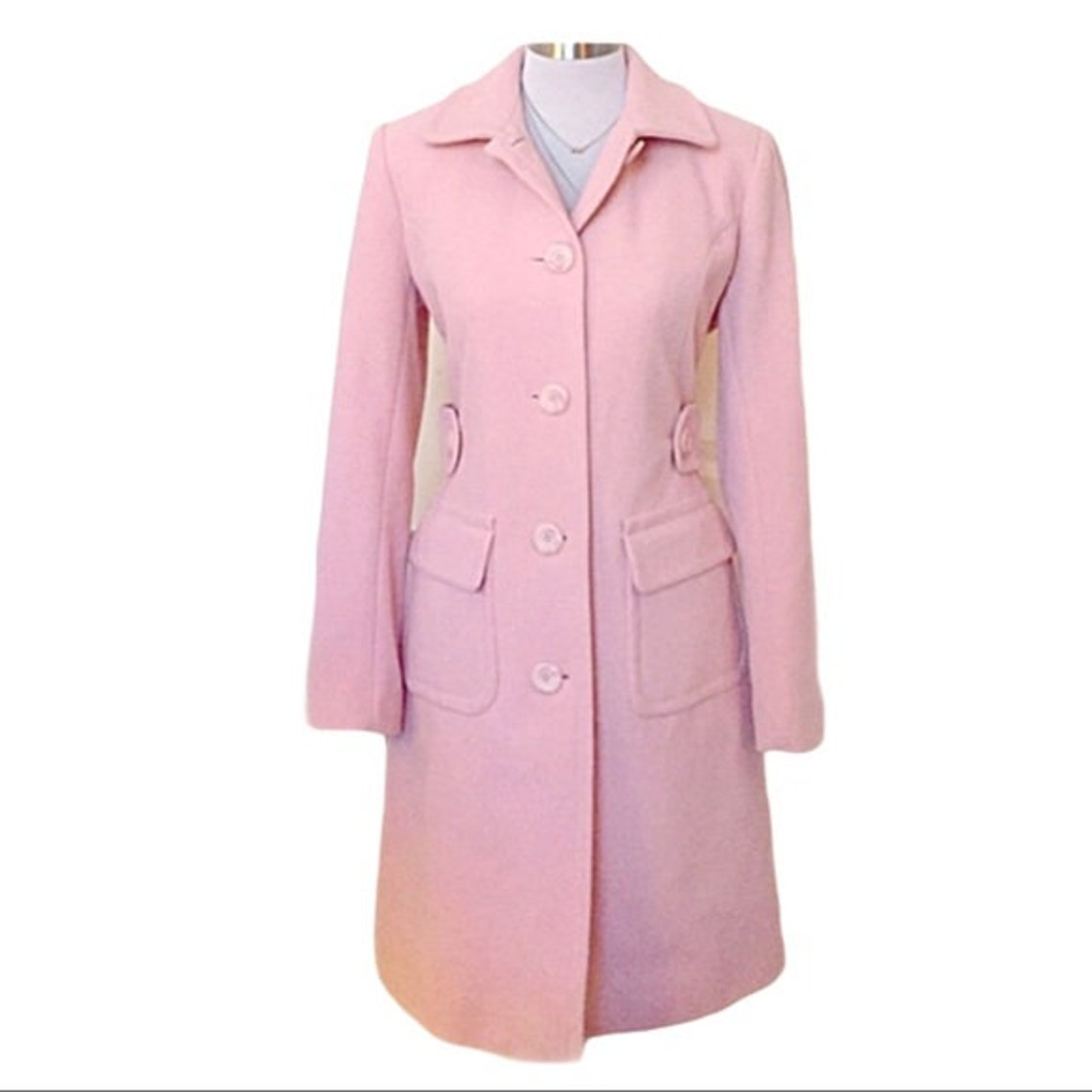 Moda International Womens Pink Wool Pea Coat 10 Etsy