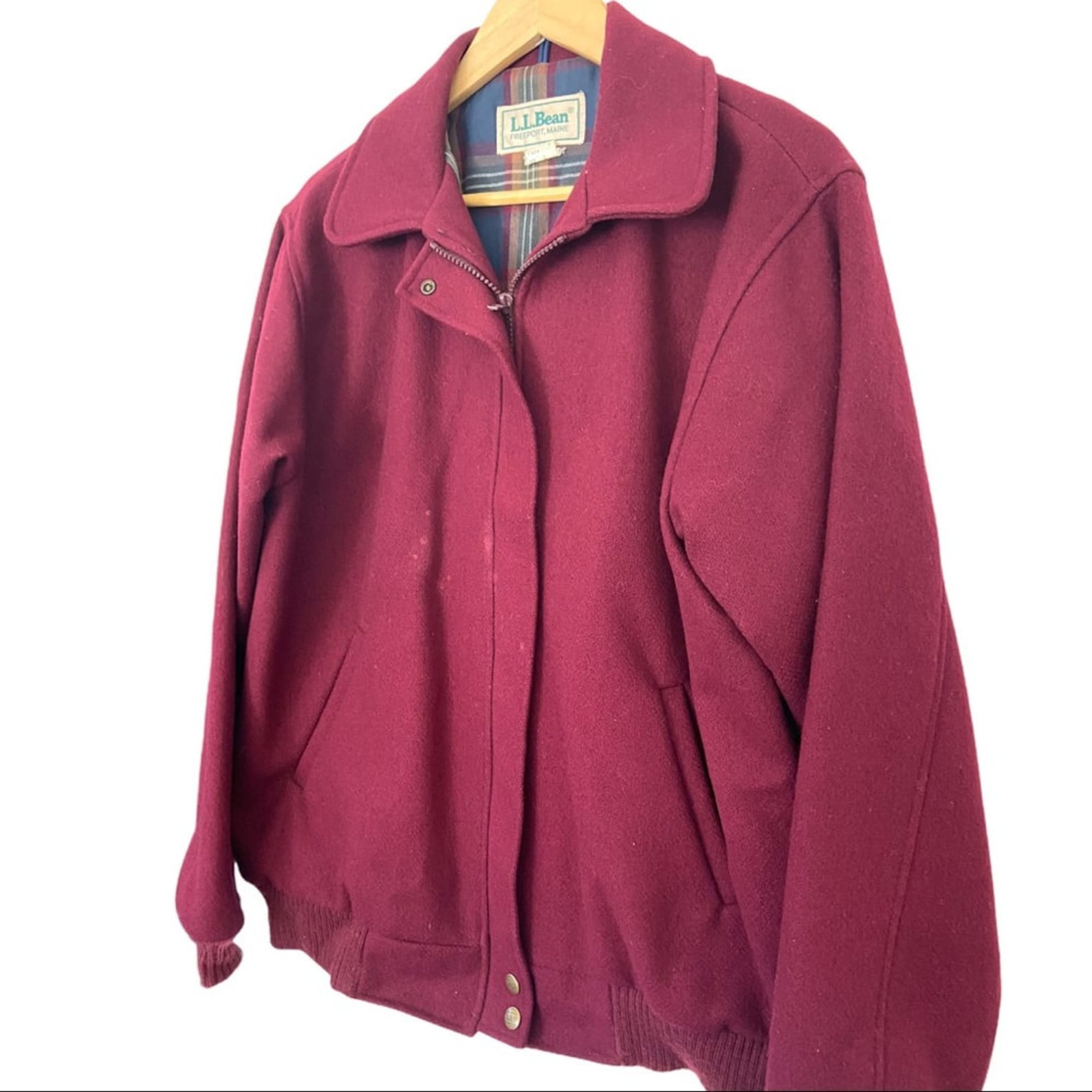 Vintage LL Bean Womens Large Wool Bomber Jacket L | Etsy