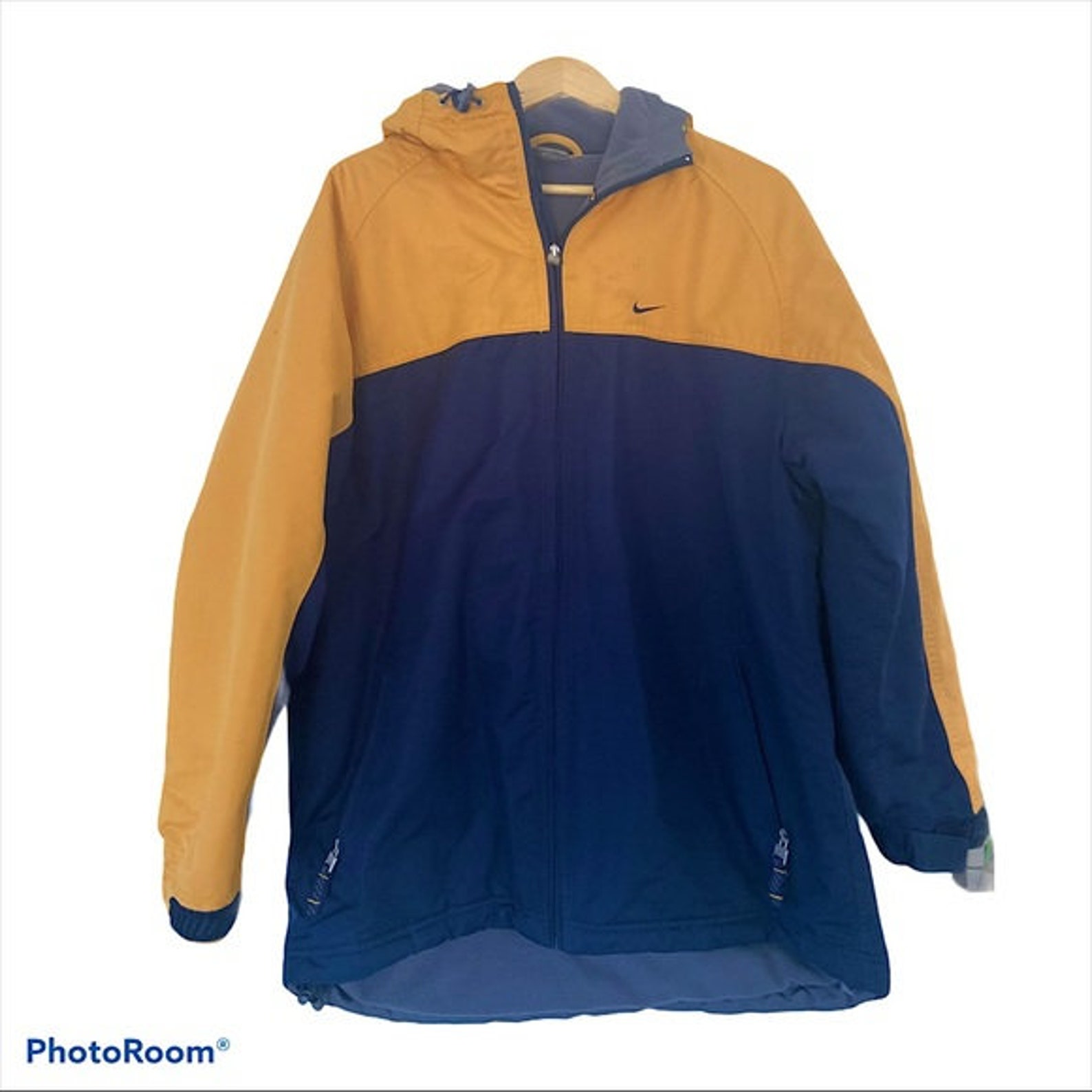 Nike Blue & Yellow Logo Windbreaker Coat Medium | Etsy