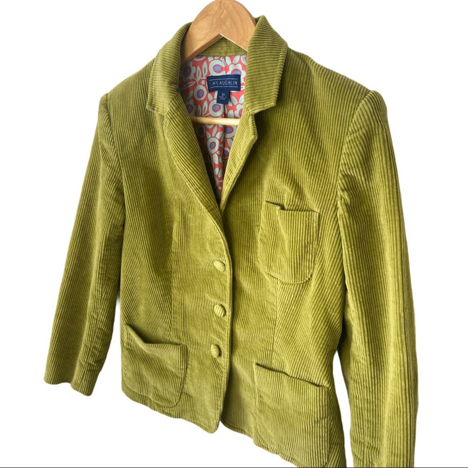 JMclaughlin 10 Womens Green Corduroy Blazer Jacket Etsy