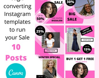 10 Instagram Marketing Templates | Marketing Instagram Post | Instagram Marketing | Canva template | Marketing Instagram | Canva Instagram