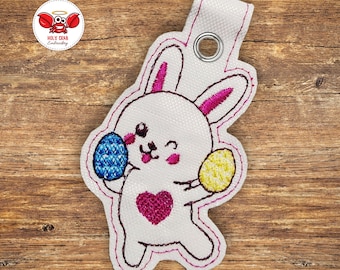 Easter Bunny Key Fob. ITH Machine Embroidery Design