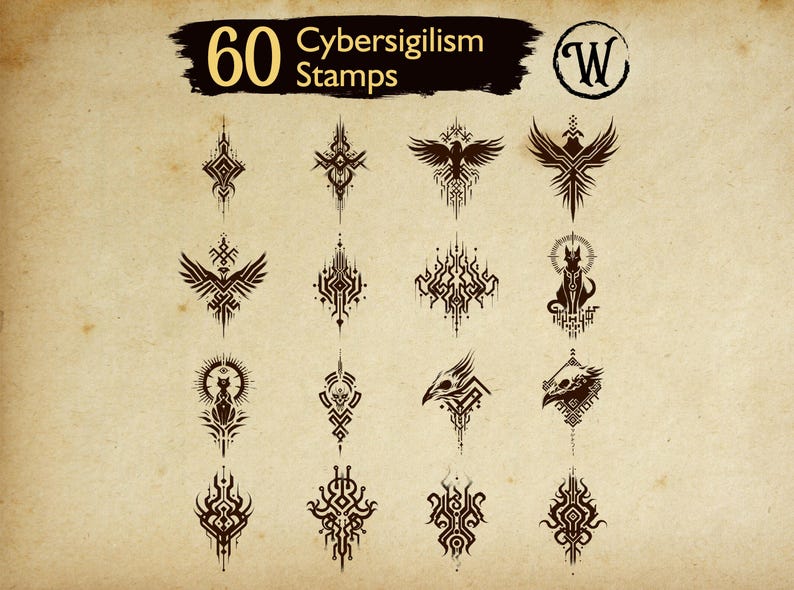 cybersigilism-procreate-stamps-y2k-cyberpunk-tattoo-flash-digital
