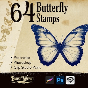 Butterfly Leg and Wrist Tattoo Stamps: Procreate, Photoshop, Clip Studio Paint