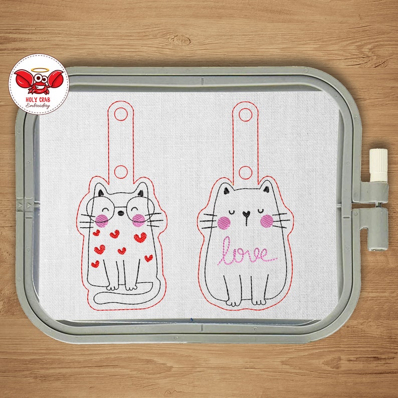 Cat Key Fob. ITH Machine Embroidery Design Etsy