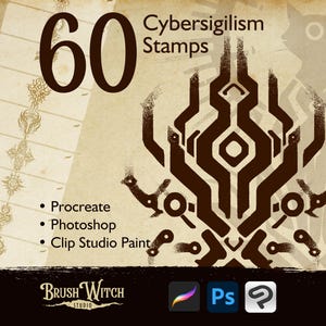 Cybersigilism Procreate Stamps: Y2K Cyberpunk Tattoo Flash (Digital Download)