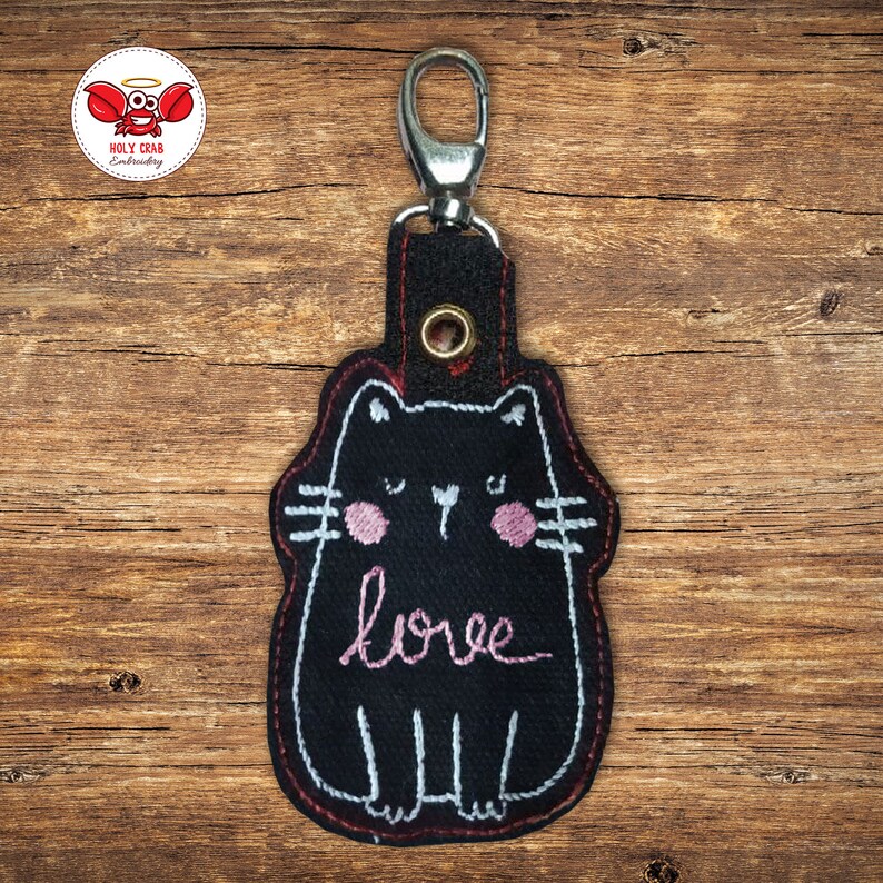 Cat Key Fob. ITH Machine Embroidery Design Etsy
