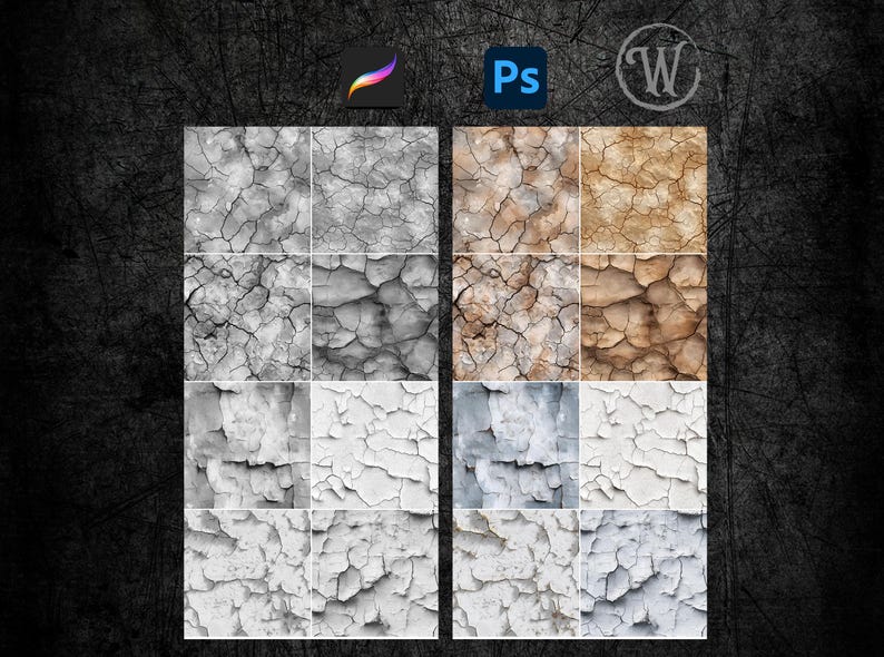 Cracked Stone Texture Bundle: 60 Seamless Digital Papers, Procreate ...