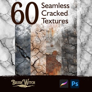 60 Seamless Stone Cracked Textures Bundle, Digital Paper Texture Pack Procreate Brushes Photoshop Overlays, Grunge Cracked Pattern, Instant