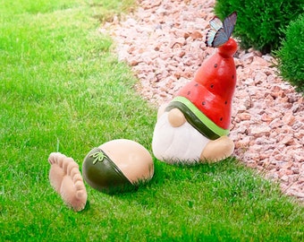 Funny Garden Gnome - 3 Pieces- Sleeping Garden Elf Funny Statue, Lawn Ornament Statue Decorations - Perfect Christmas Gift