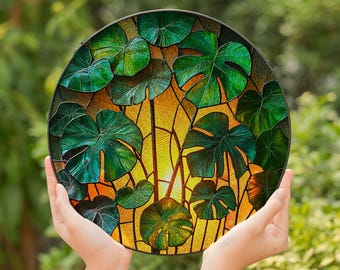 Stained Glass Monstera Suncatcher: Tropical Window Decor