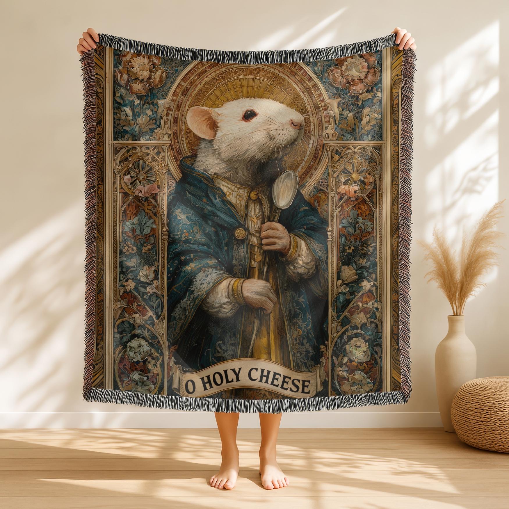 Medieval Rat Tapestry Blanket: O Holy Cheese Gothic Parody