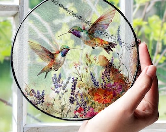 Acchiappasole in vetro colorato a forma di colibrì: vivace decorazione per finestre