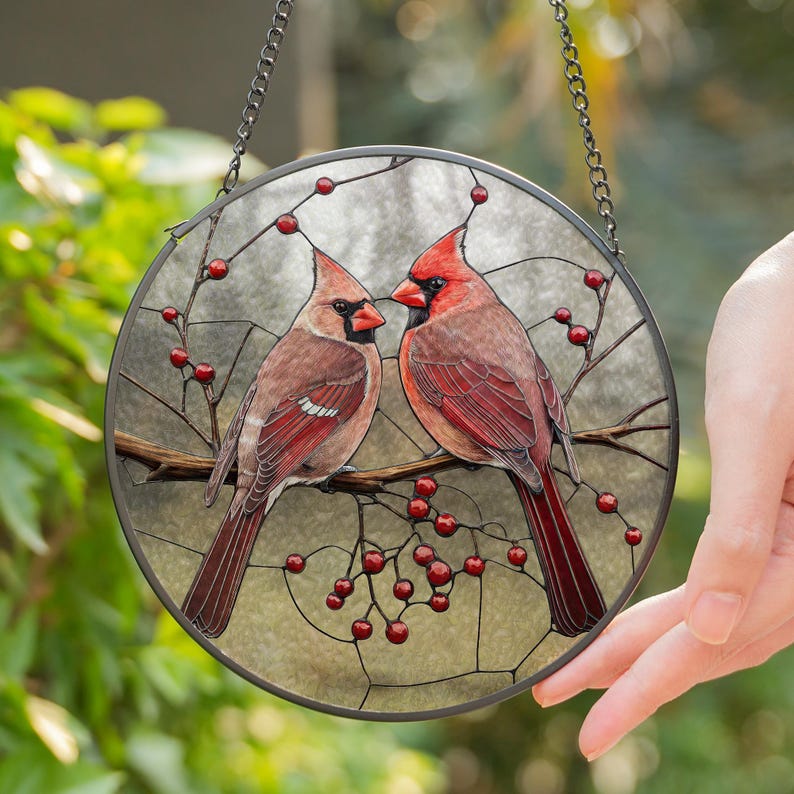 Stained Glass Cardinal Suncatcher