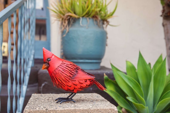 Metal Cardinal Yard Art: Realistic Red Bird Garden Decor - Etsy
