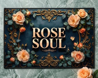 Rose Soul Doormat | June Birth Flower Mat | Birth Month Gift | Dark Floral Door Mat | Rose Lover Decor Rug | June Birthday Gift