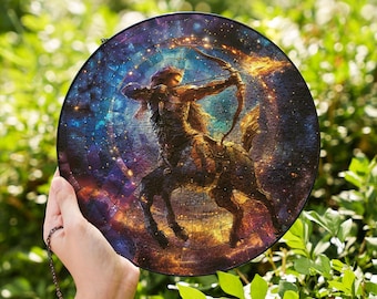 Sagittarius Zodiac Suncatcher: Stained Glass Archer Window Art