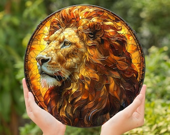 Leo Zodiac Stained Glass Lion Suncatcher: Astrology Gift