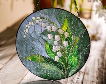 Lily of the Valley Stained Glass Suncatcher: Spring Home Decor