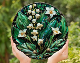 Lily of the Valley Stained Glass Suncatcher: May Birth Flower Window Decor