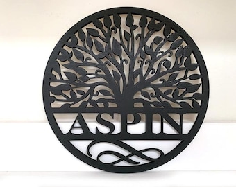 Personalized Family Name Wooden Sign, Tree of Life, Housewarming Gift