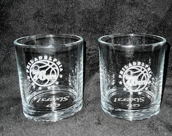 Custom Philadelphia 76ers Whiskey Glasses - Set of 2