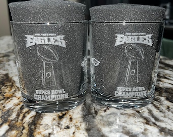 Engraved Championship Philadelphia Eagles Whiskey Glasses - Set of 2