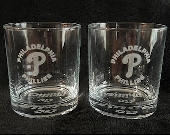 Custom 10 oz Philadelphia Phillies Whiskey Glasses - Set of 2
