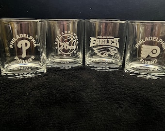 Custom Mix & Match Philadelphia Sports Team Whiskey Glasses - Set of 2
