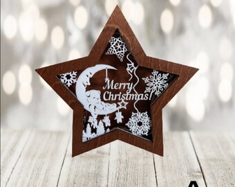 Wooden Christmas Star – Lighted Tabletop Ornament