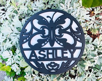 Personalized Butterfly Wooden Monogram Sign – Custom Name, 11.5 Inch