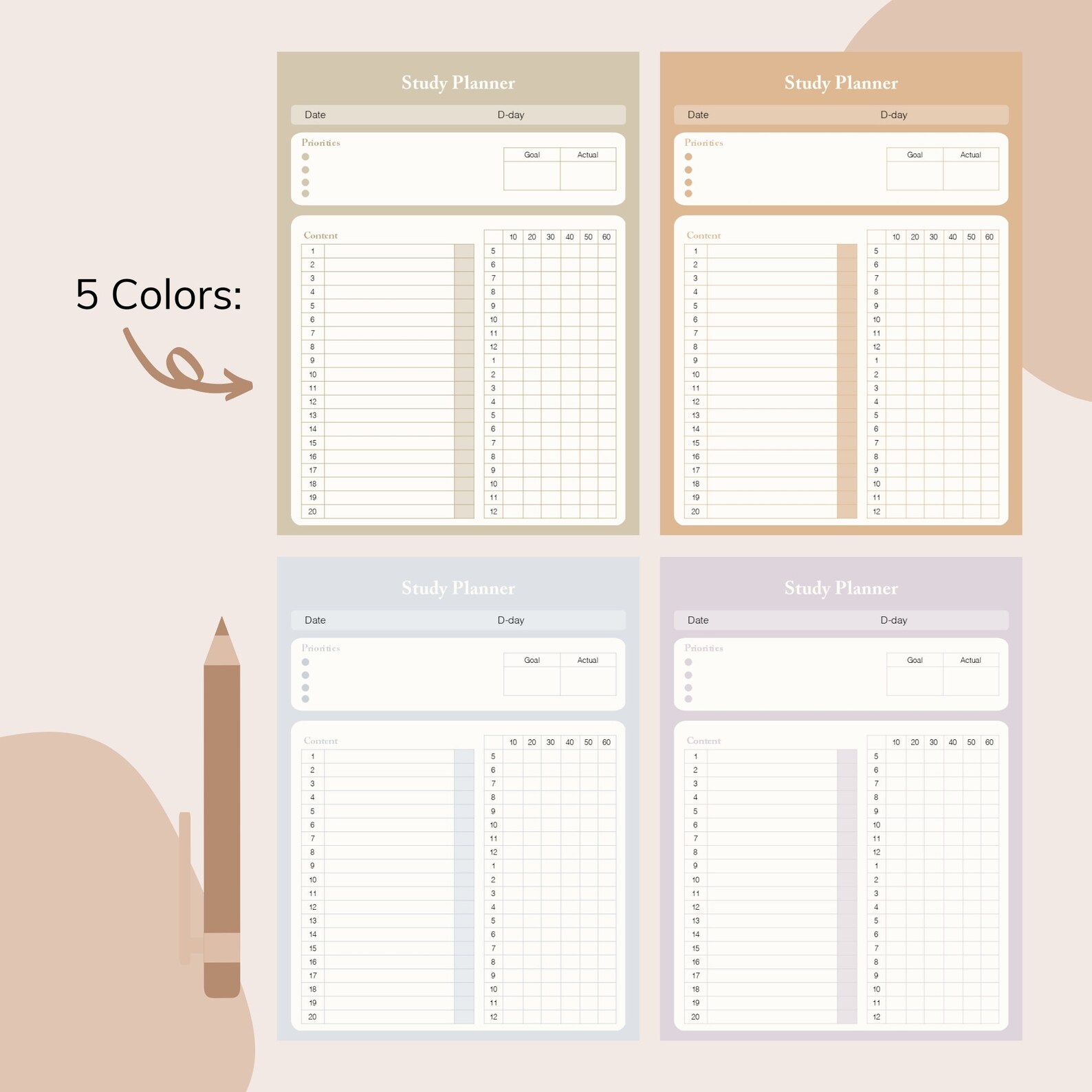 Korean Study Planner Printable Pdf