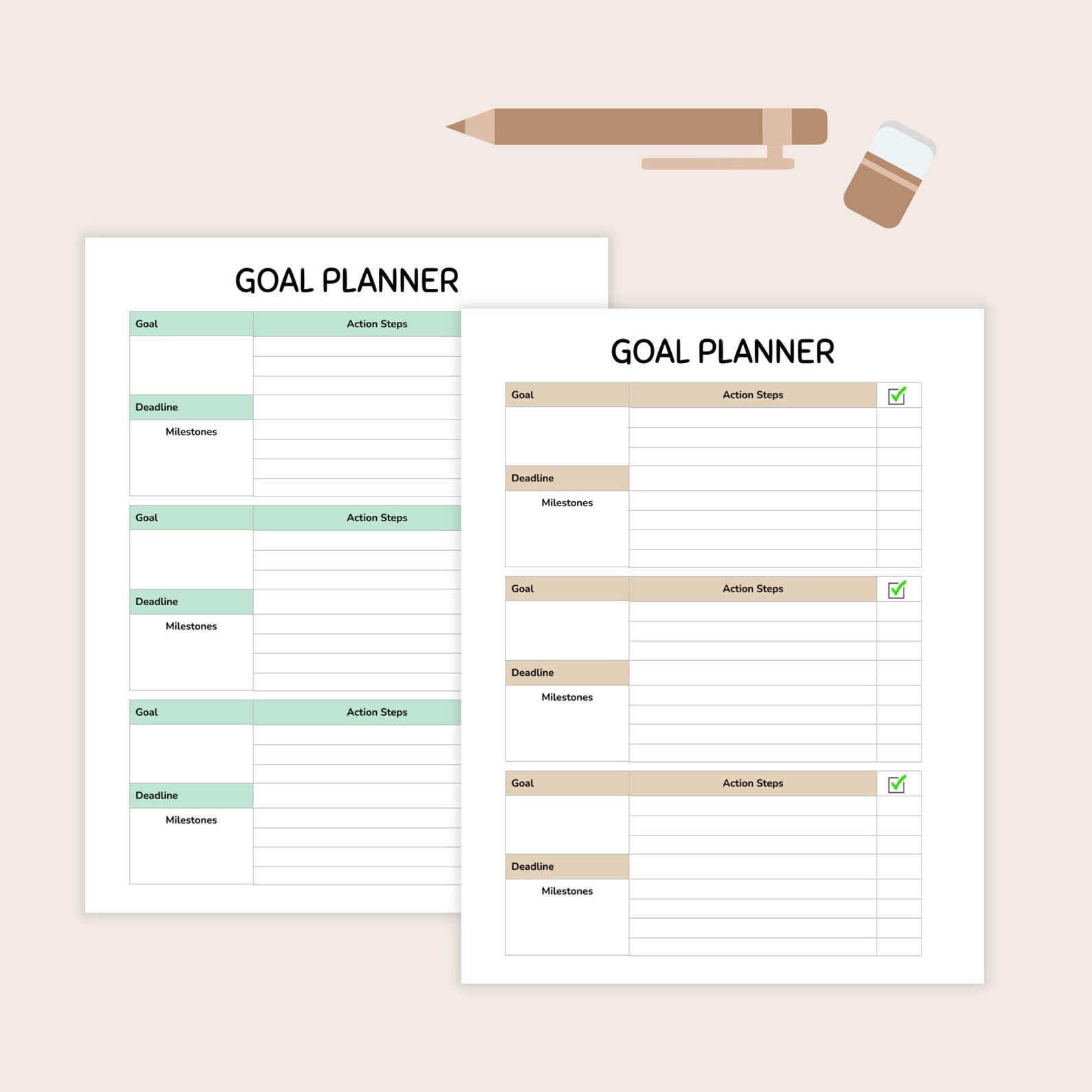 Goal Planner Printable Planner Digital Planner Aesthetic | Etsy