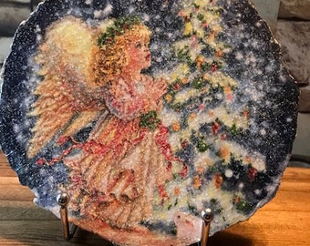 Tiered tray Angel winter decor sign