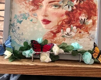 Mantel decor table decoupaged decor rustic farmhouse art