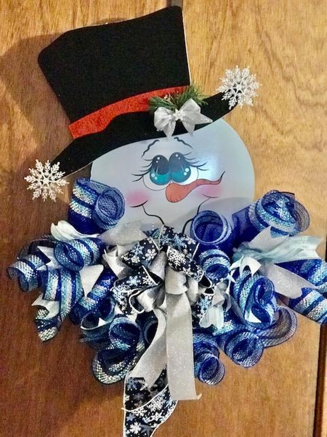 Snowman Wreath Winter Decor Snowman Door Hanger - Etsy