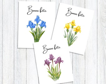 Bonne Fête Note Card | Floral Birthday Card | Individual or Set | Acrylic Giclee Prints | Homemade Greeting Cards