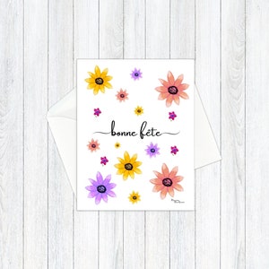 French Birthday Card, Carte de Fête, Floral Birthday Card Individual or Set, Acrylic Prints, Homemade French Greeting Card, Pretty Flowers