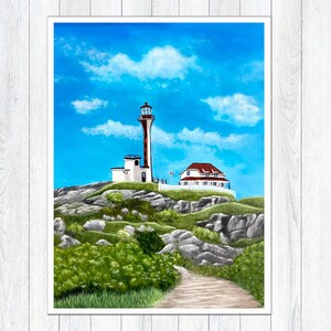 Nova Scotia Lighthouse PRINT, Cape Forchu Yarmouth Nova Scotia Giclee Print,  Coastal Wall Art