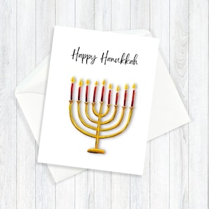 Ensemble de cartes Happy Hanukkah ou individuel, carte de vacances Hanukkah Menorah, papeterie faite maison