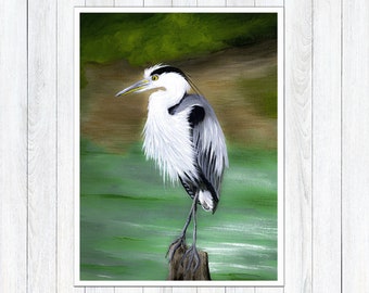 Great Blue Heron PRINT | Acrylic Bird Print | Acrylic Giclee Print | Great Blue Heron Artwork | Wall Art | Unframed