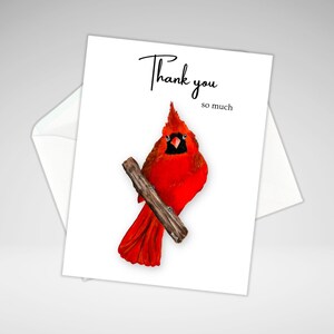 Merci Cardinal, Carte de voeux Cardinal rouge, Carte de correspondance fait maison | Carte de voeux de tous les jours | Papeterie maison