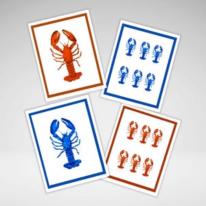 Cartes de correspondance de homard, Personnalisation en option, Jeu de cartes de voeux de homard, Cartes nautiques, Cartes de correspondance de la Nouvelle-Écosse, Papeterie maison