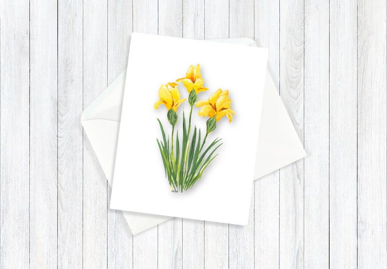 Floral Note Card Individual or Set All Occasion Greeting Cards Floral Greeting Cards Giclee Prints Homemade Stationery INDIVIDUAL YELLOW