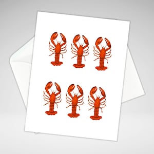 Jeu de cartes de correspondance homard ou individuelles, personnalisation en option, impression de carte de voeux de tous les jours homard de la Nouvelle-Écosse, papeterie maison