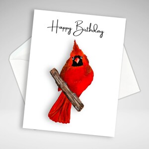 carte d'anniversaire cardinal | Individuels ou lot de 6 | Cardinal d'anniversaire carte de vœux | Impressions de peinture acrylique | Papeterie maison